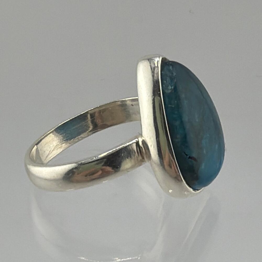 Sterling Silver Blue Apatite Teardrop Ring Minimalist Artisan Jewelry 6.5 - Picture 3 of 6